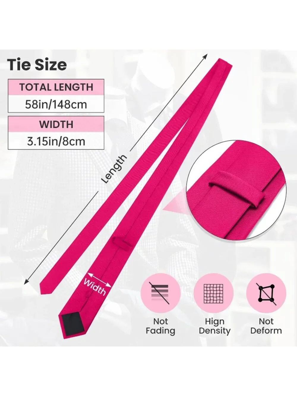 Men's Hot Pink Twill Diagonal Textured Silk Formal Necktie For Business Dress